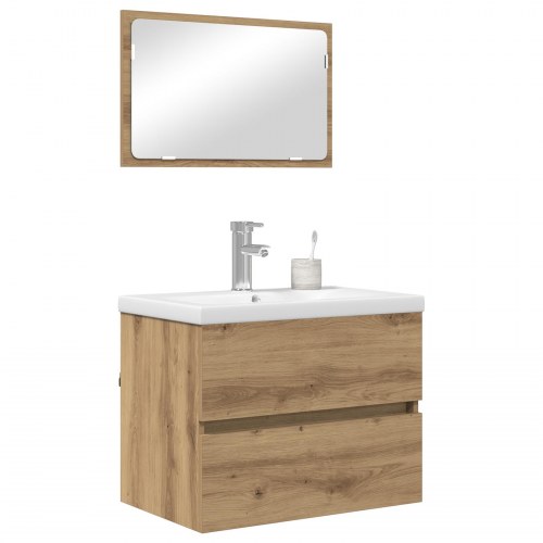 Badeværelsesmøbel sæt 3 stk Sort eg 60 x 38.5 x 45 cm