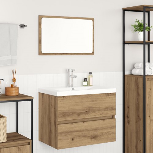 Badeværelsesmøbel sæt 3 stk Sort eg 60 x 38.5 x 45 cm
