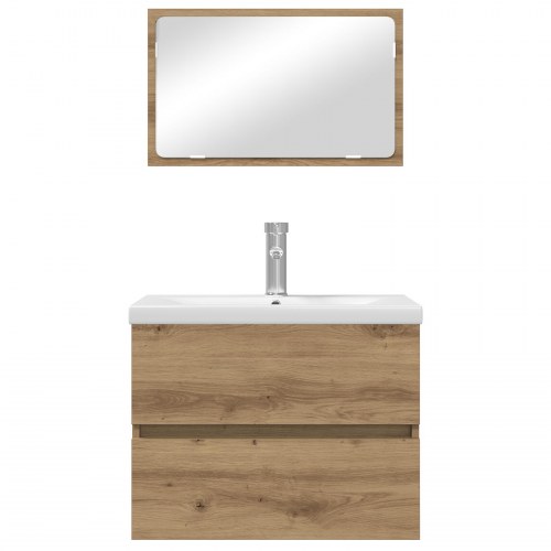 Badeværelsesmøbel sæt 3 stk Sort eg 60 x 38.5 x 45 cm
