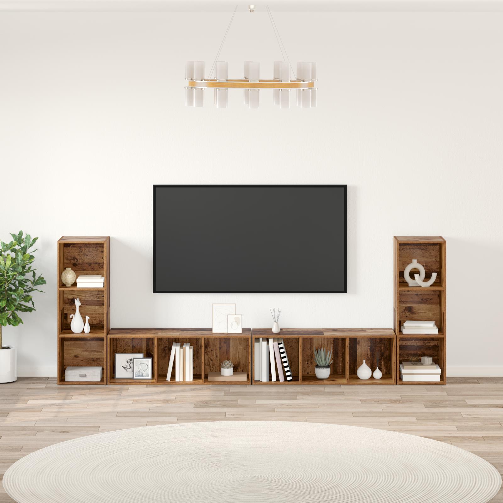 TV-skab 4 stk Gammelt træ 37 x 35 x 107.5 cm Ingeniørtræ