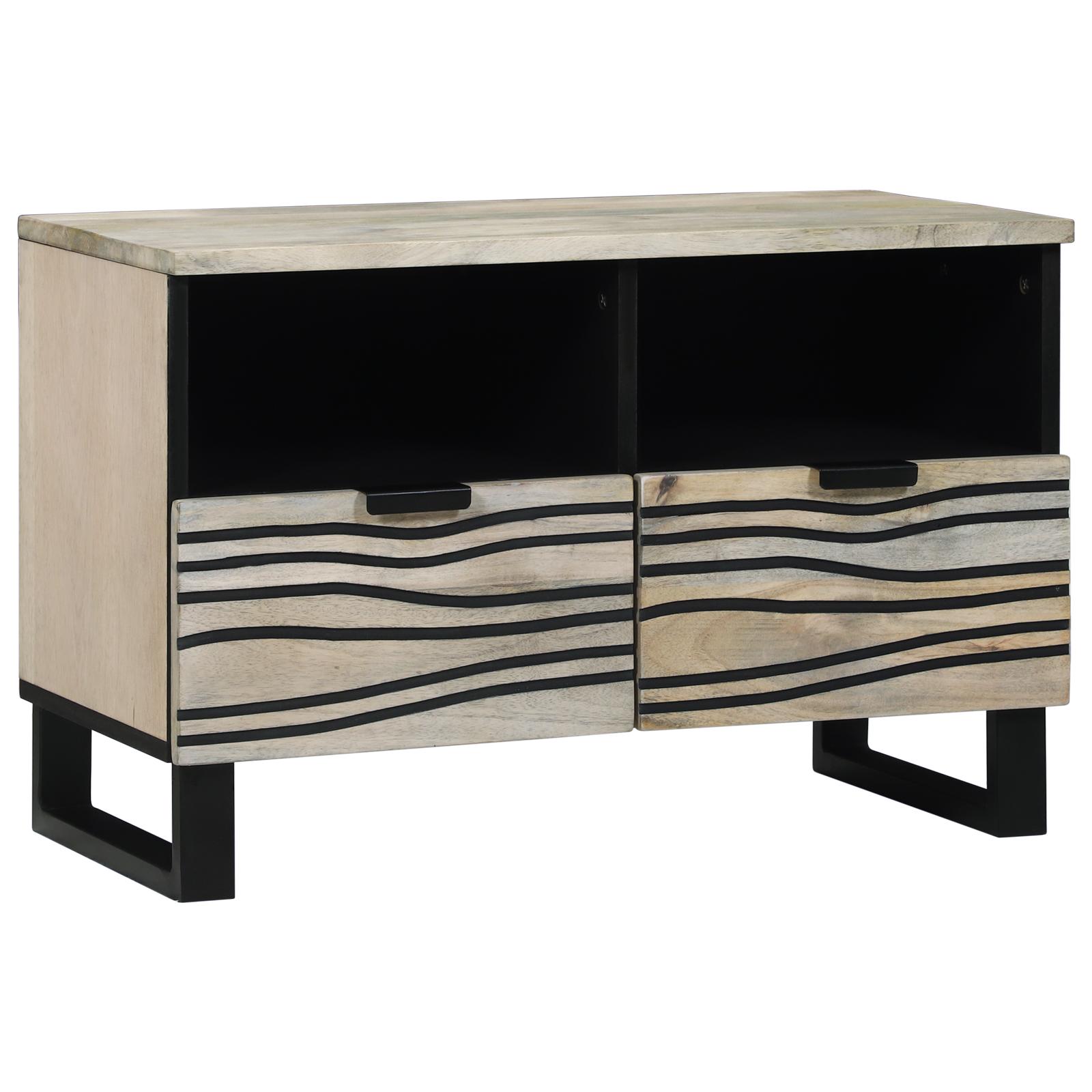 TV-skab med skuffe Hvid 70 x 33 x 46 cm Massivt mangotræ