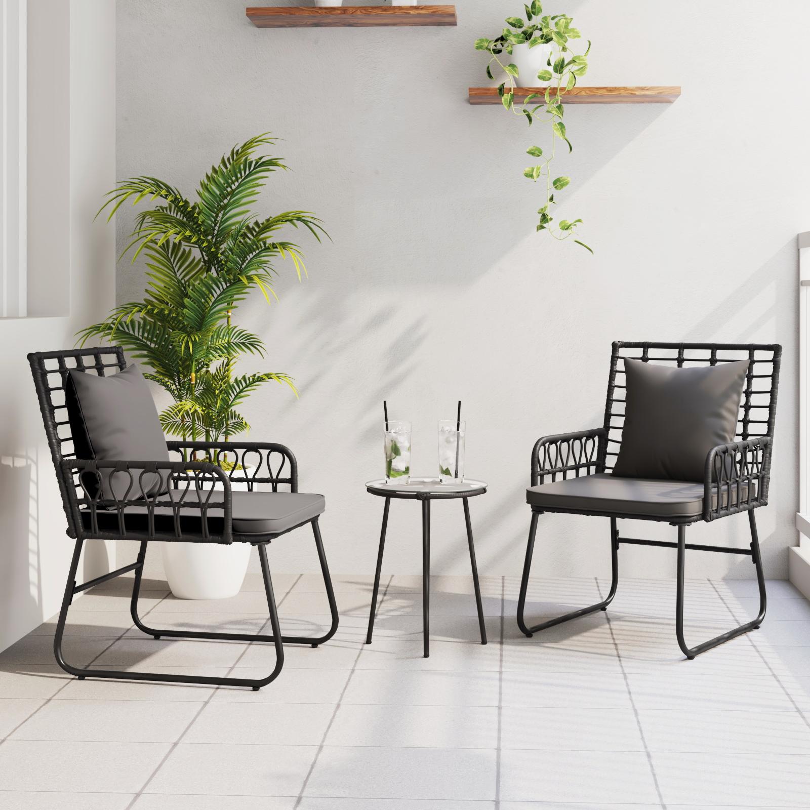 Have Spisebordssæt 3 stk Sort og Anthracit Poly rattan, stål