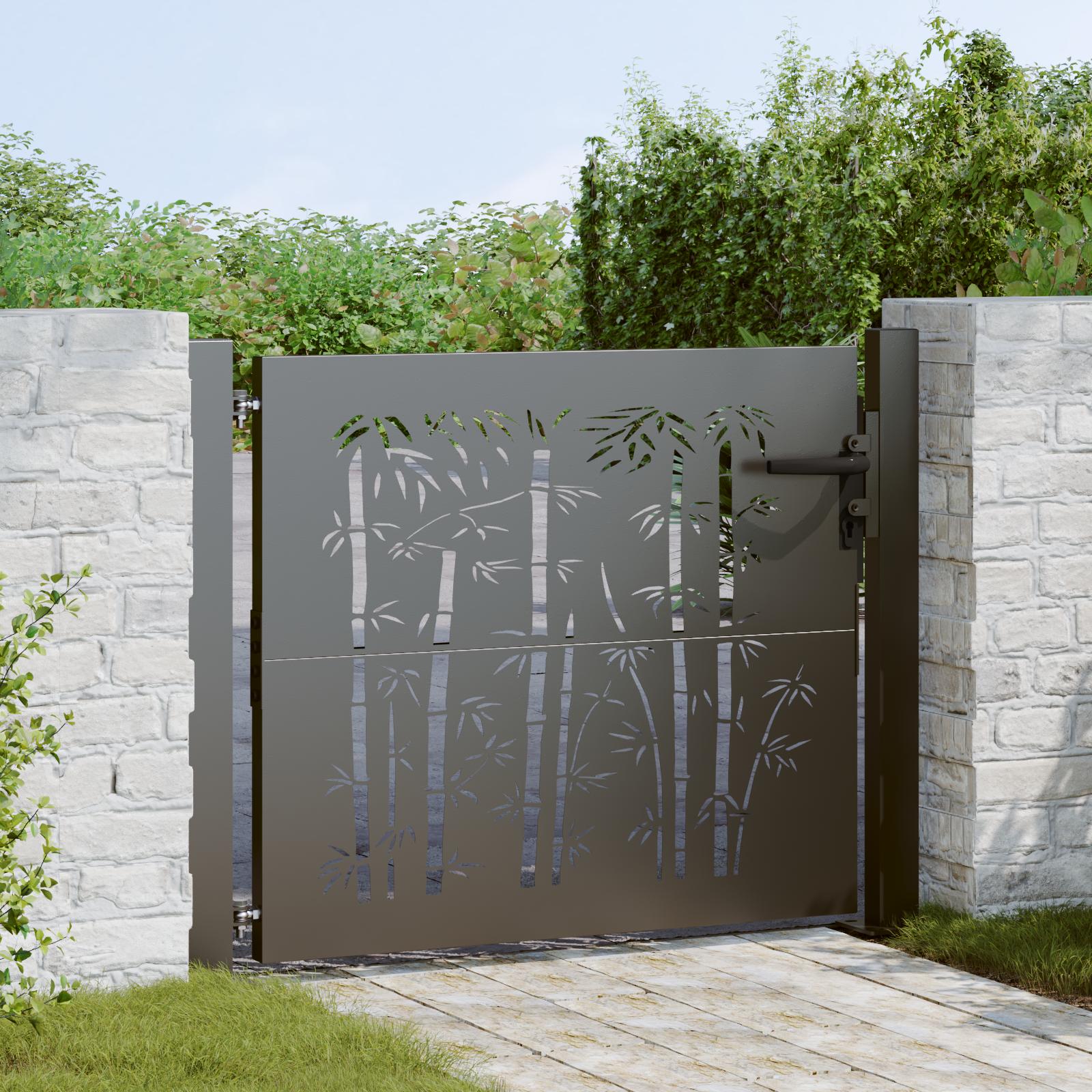 Haveport, Haveport 105x75 cm Corten Stål Bambus Design Sort