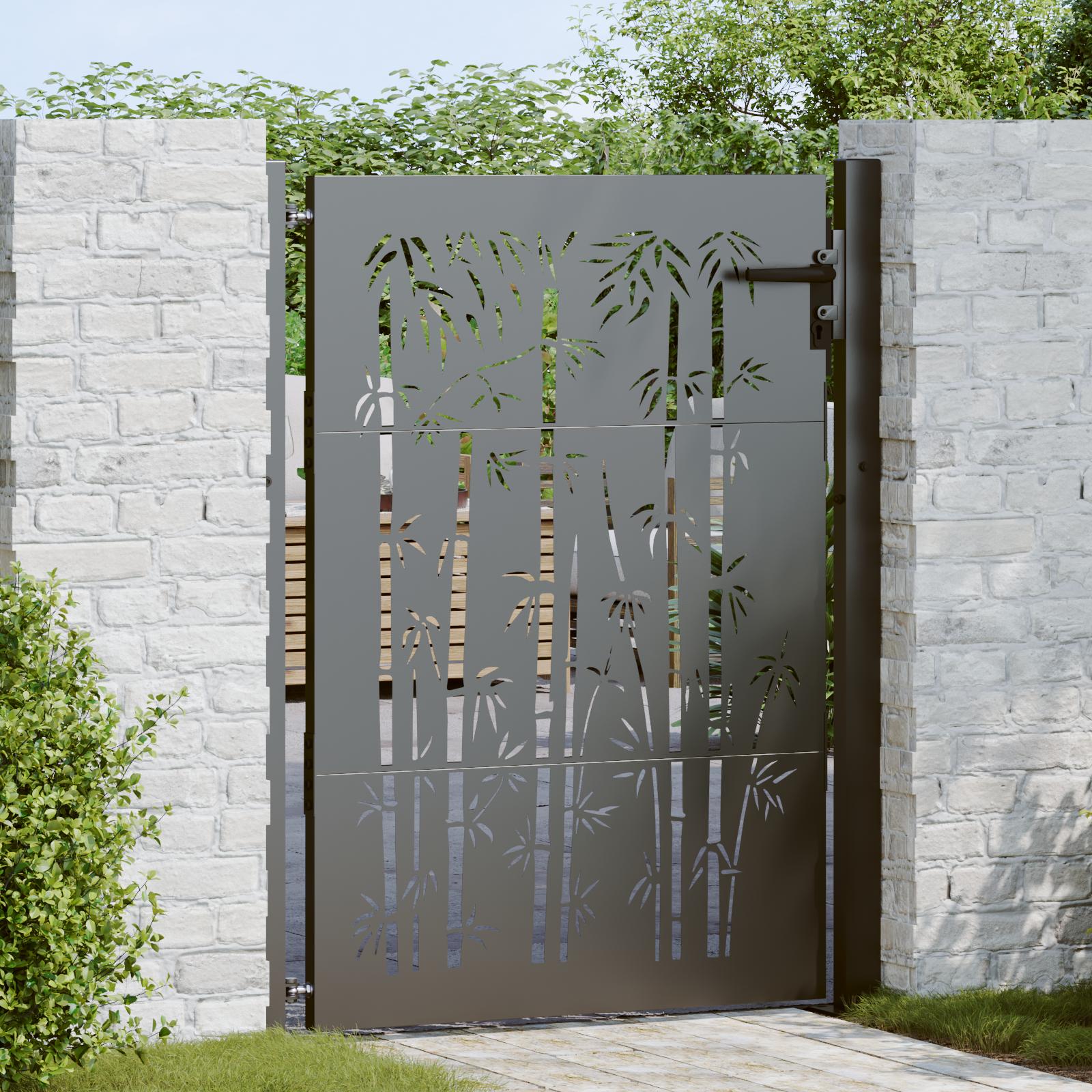 Haveport, Haveport 105x75 cm Corten Stål Bambus Design Sort