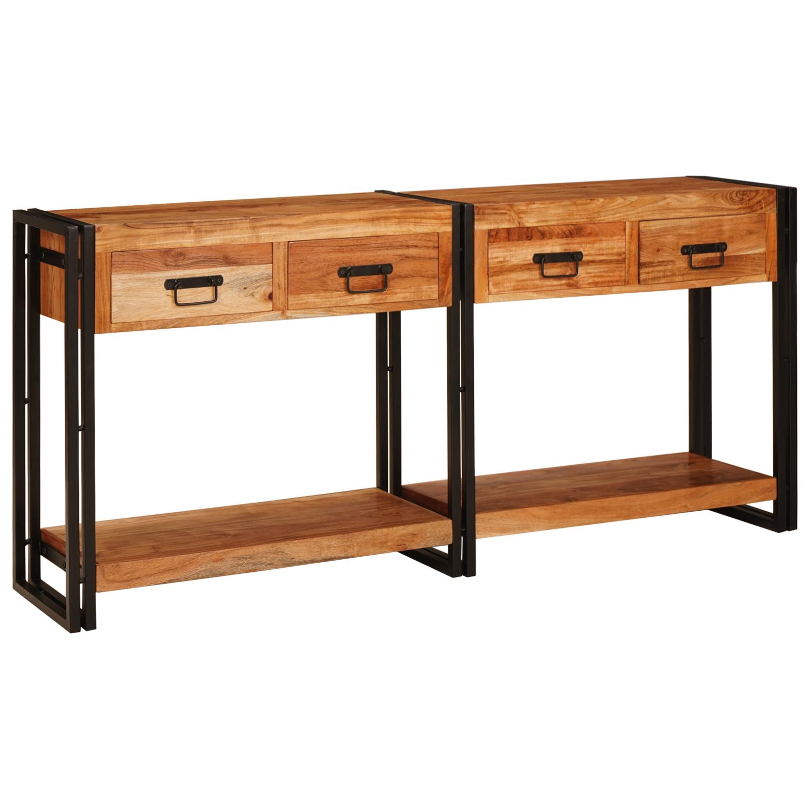Konsolborde 2 Dele Brun 160 X 33 X 75 Cm Solid Akacietræ