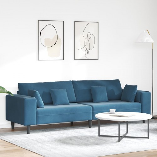 Fløjls Sofa med pude med pude Blå 208 cm Fløjl