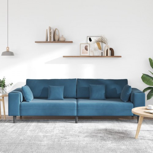 Fløjls Sofa med pude med pude Blå 208 cm Fløjl