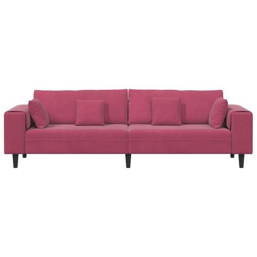 Fløjls Sofa med pude med pude Vinrød 208 cm Fløjl