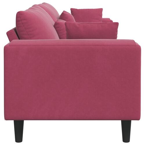 Fløjls Sofa med pude med pude Vinrød 208 cm Fløjl