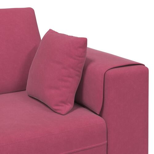 Fløjls Sofa med pude med pude Vinrød 208 cm Fløjl