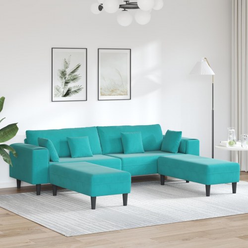 Fløjls Sofa med pude med pude 3 stk Turkis 208 cm Fløjl