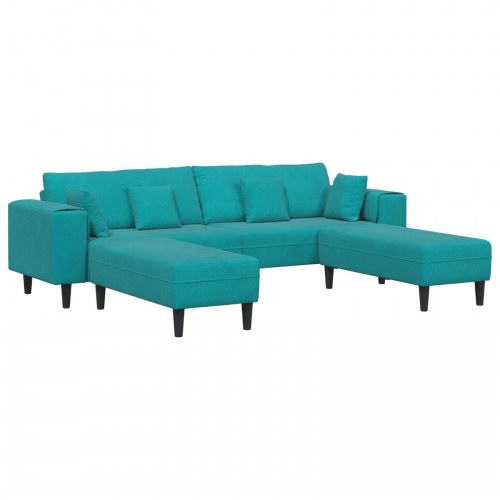 Fløjls Sofa med pude med pude 3 stk Turkis 208 cm Fløjl