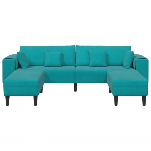 Fløjls Sofa med pude med pude 3 stk Turkis 208 cm Fløjl
