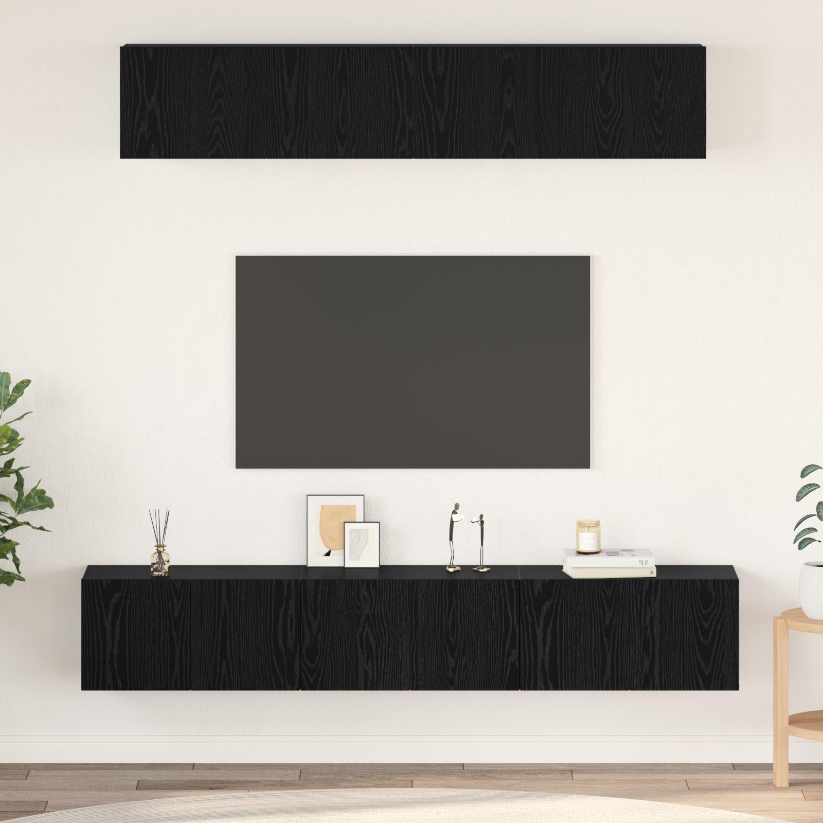 TV-møbelsæt 5 stk Sort eg 100 x 30 x 30 cm Konstrueret træ