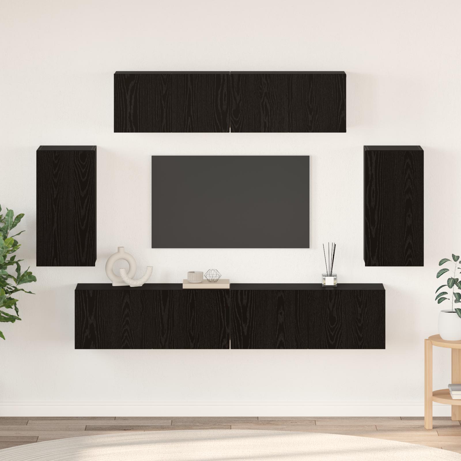 TV Skabssæt 6 stk Sort eg 80 x 30 x 30 cm Konstrueret træ