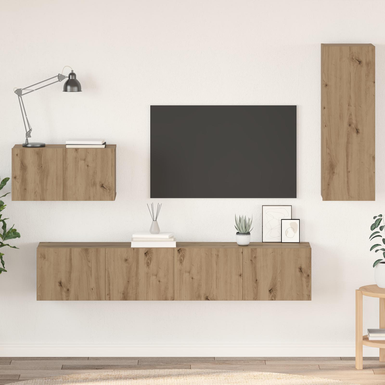 Væg TV Skab 4 stk artisan eg 200 x 30 x 30 cm Ingeniørtræ