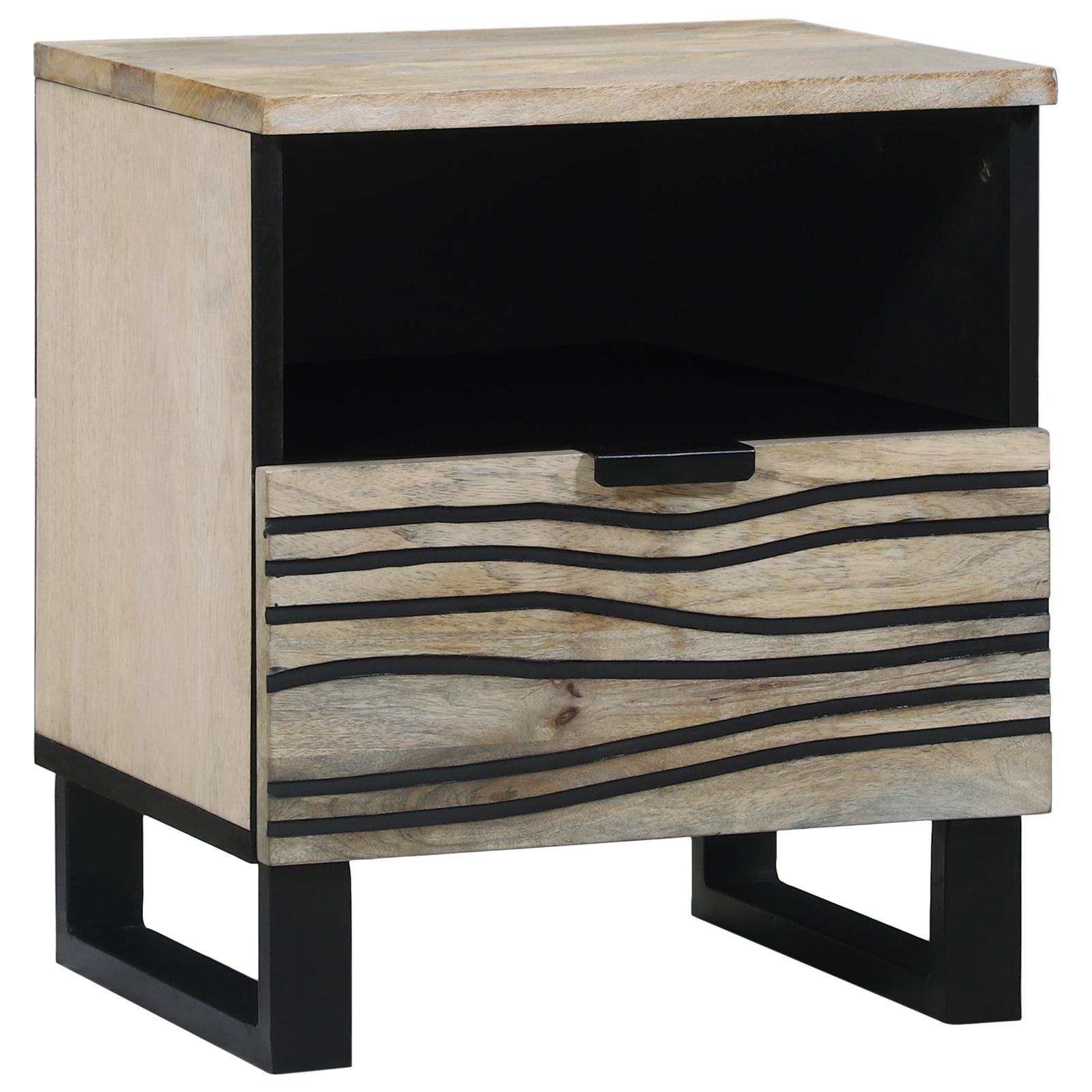 Natskab Hvid og sort 40 x 33 x 46 cm Massivt mangotræ