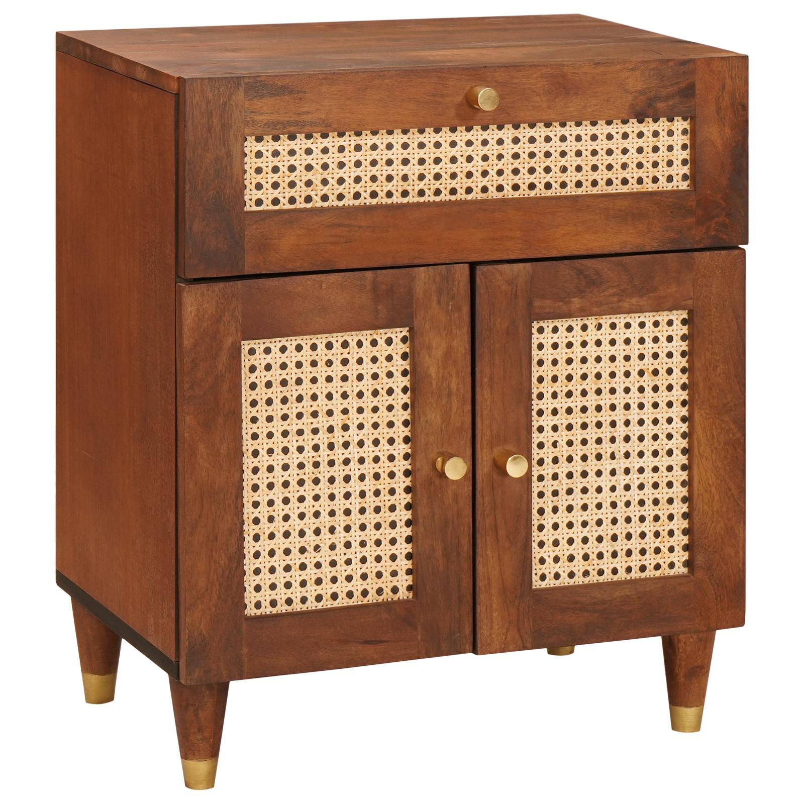 Sengeborde Brun 50 x 33 x 60 cm Rattan og solid mango træ