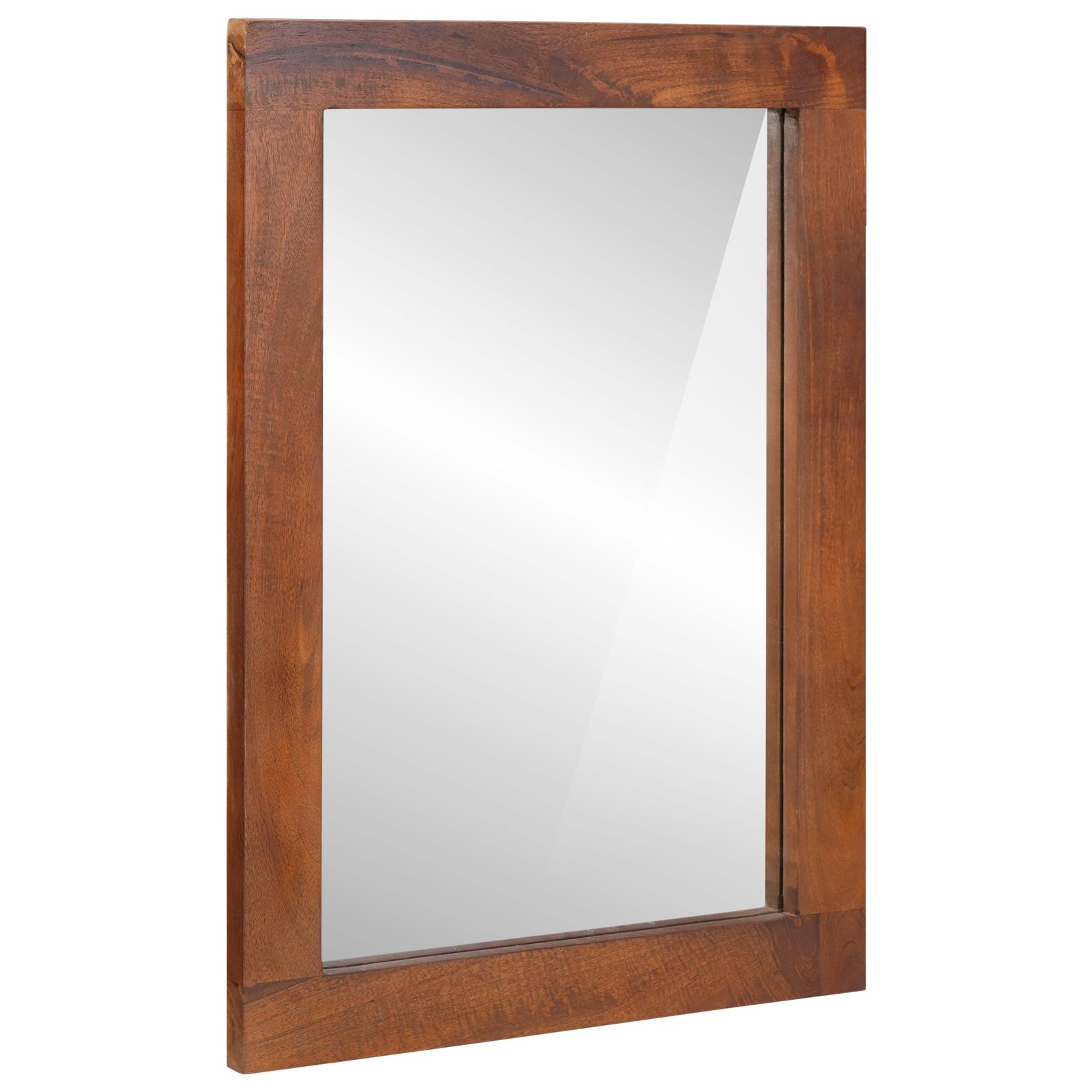 Spejl run og sølvfarve 50 x 70 cm Massiv mango træ, glas