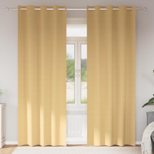 Gardiner med gardiner 2 stk Beige 245 x 140 cm Polyester