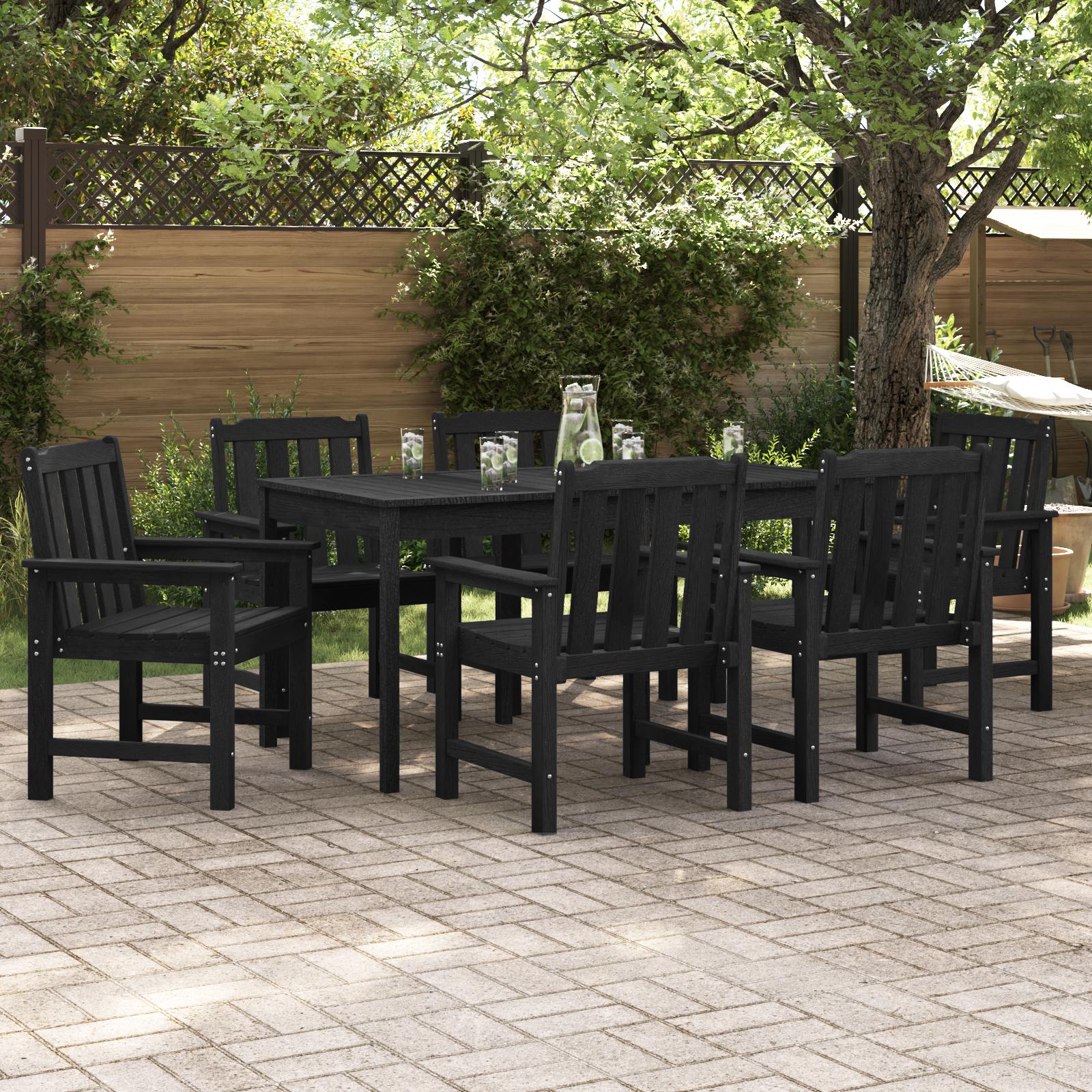 Havemøbel spise stol 6 stk Sort 65.5 x 55.5 x 88cm Plastik