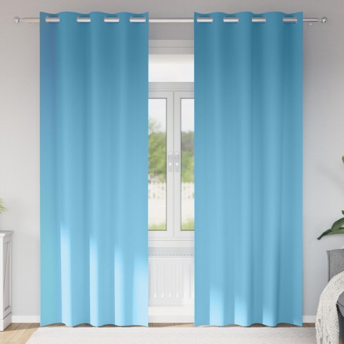 Gardiner med gardiner 2 stk Lyseblå 225 x 140 cm Polyester