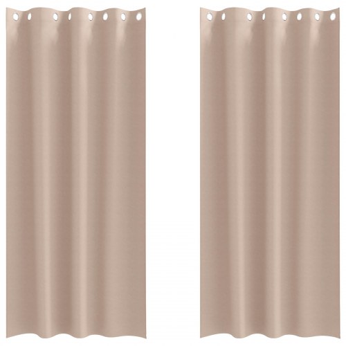 Gardiner med gardiner 2 stk Gråbrun 245 x 140 cm Polyester