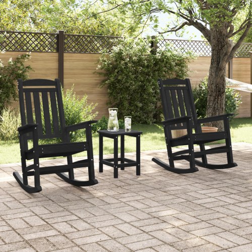 Havegyngestole 2 stk Sort 70x92x107.5 cm HDPE&& Havegyngestol Sort 70x92x108 cm HDPE