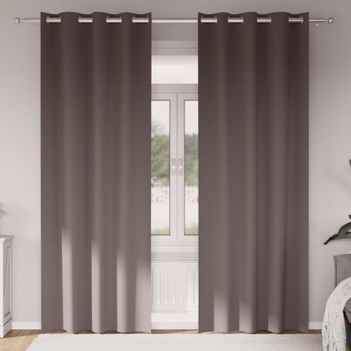 Gardiner med gardiner 2 stk Mørkebrun 225 x 140 cm Polyester