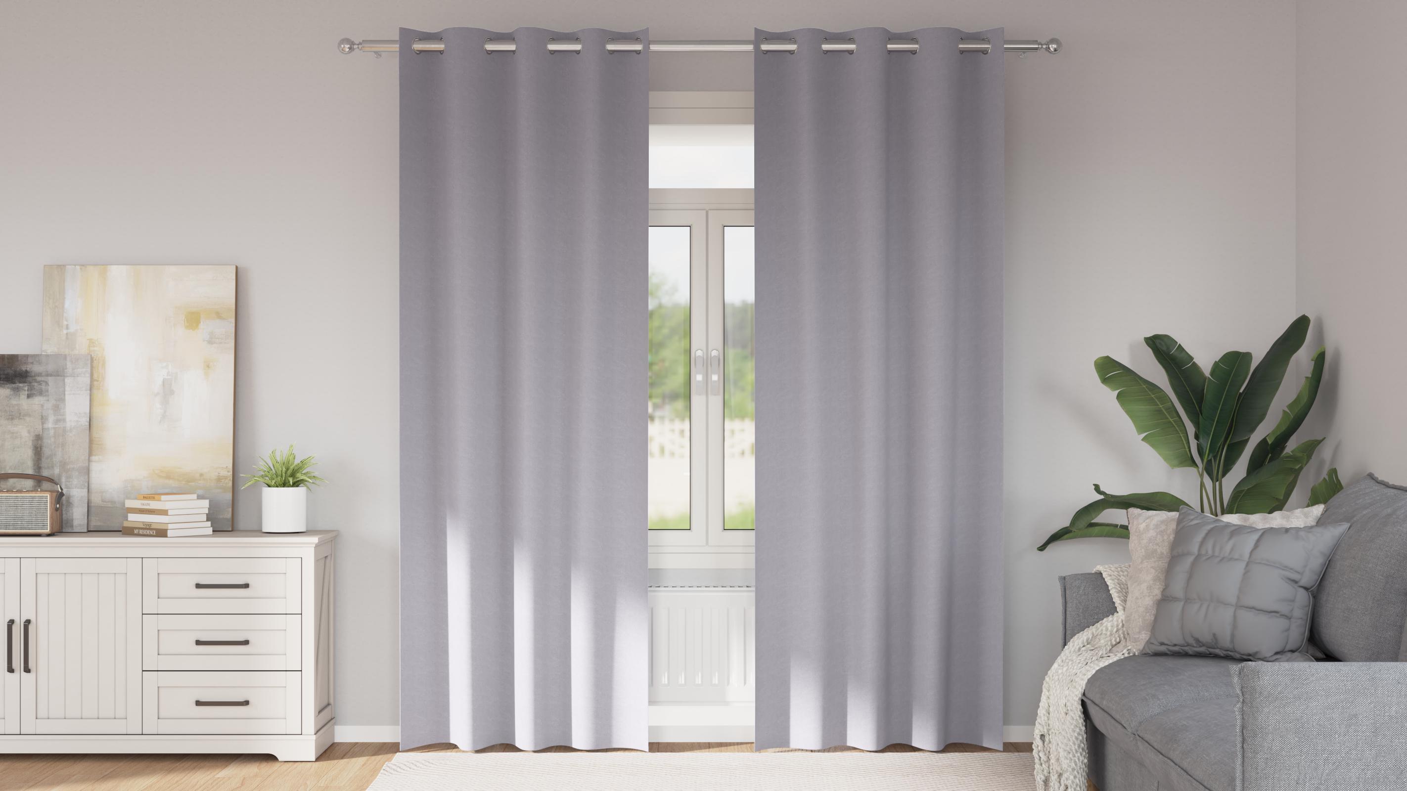 Gardiner med gardiner 2 stk Metal grå 245 x 140 cm Polyester