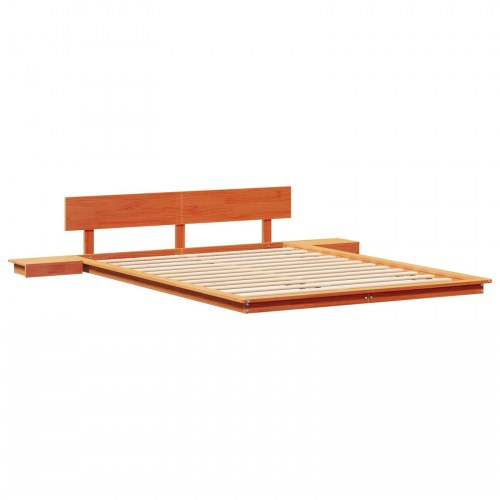 Floor Sengestel med natborde Voksebrun 160x200cm Massivt træ