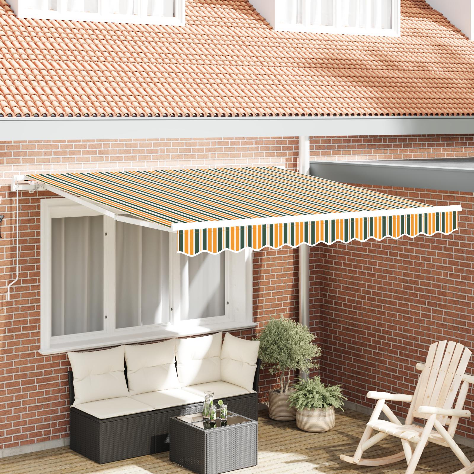 Markise Stribet Grøn og gul 3 x 2,5 m Polyester og metal