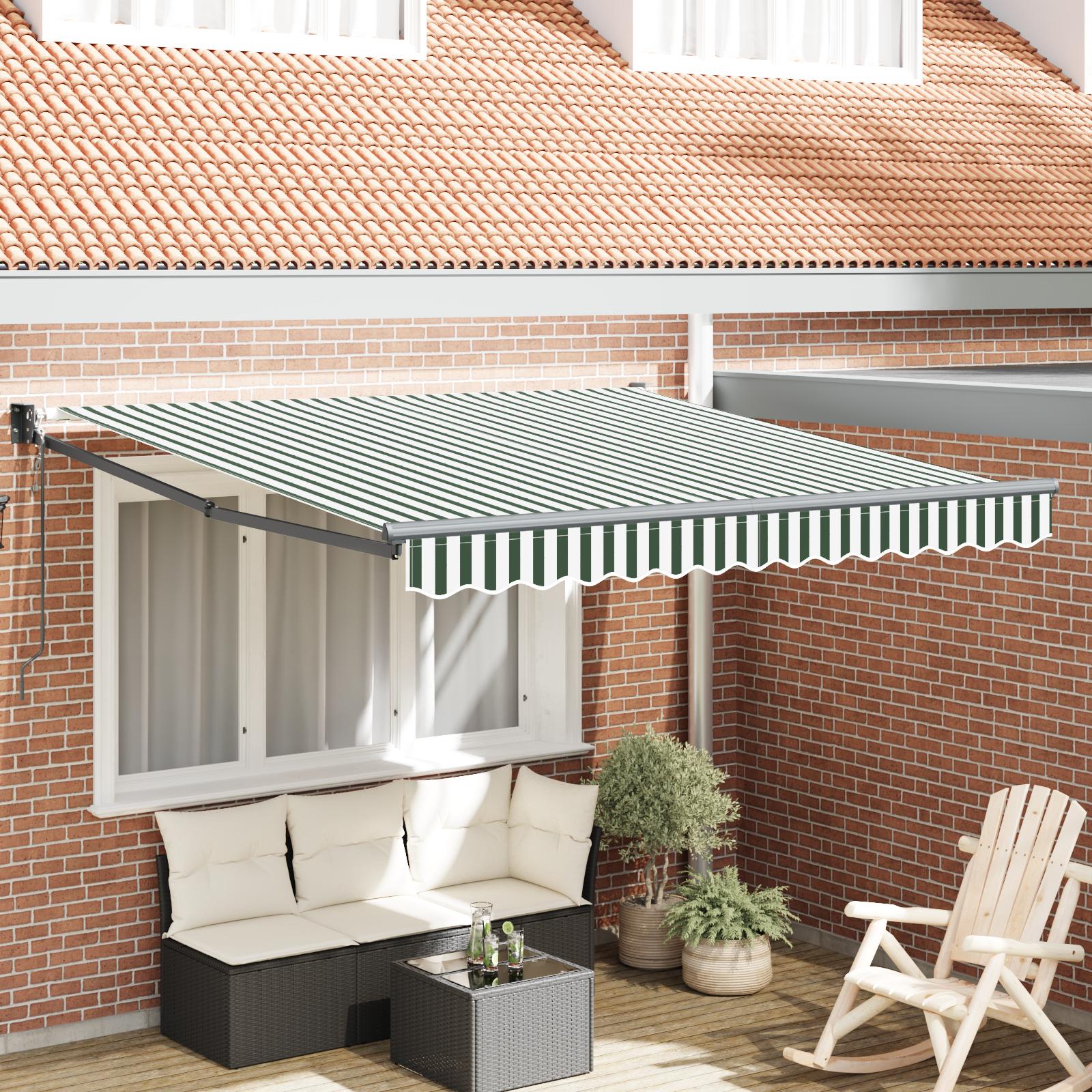 Utrækkelig Markise Grøn og hvid 350 x 250 cm Stof