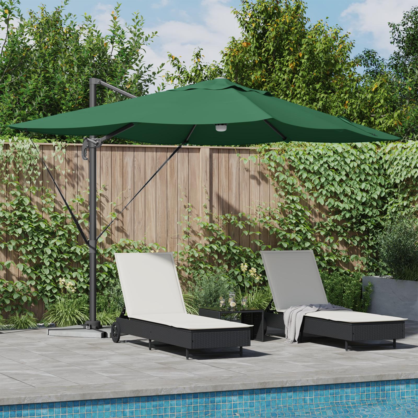 Kantilever Roma Parasol Grøn og Sort 352 x 251 x 265 cm