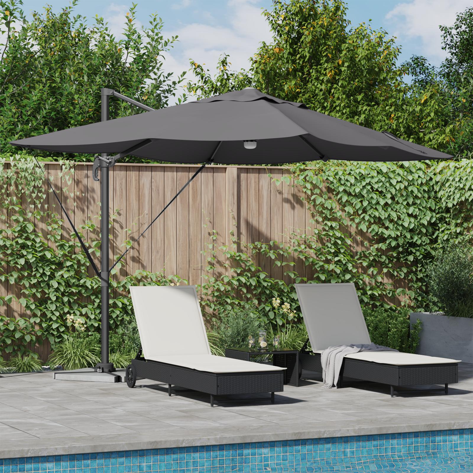 Kantilever Roma Parasol Anthracit og sort 352 x 251 x 265 cm