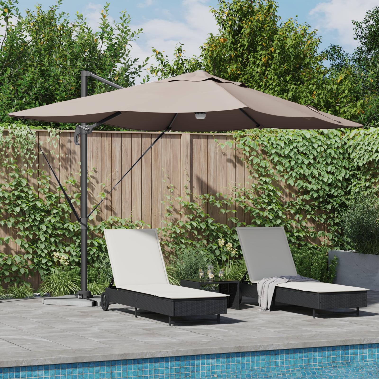 Kantilever Roma Parasol Gråbrun og Sort 352 x 251 x 265 cm