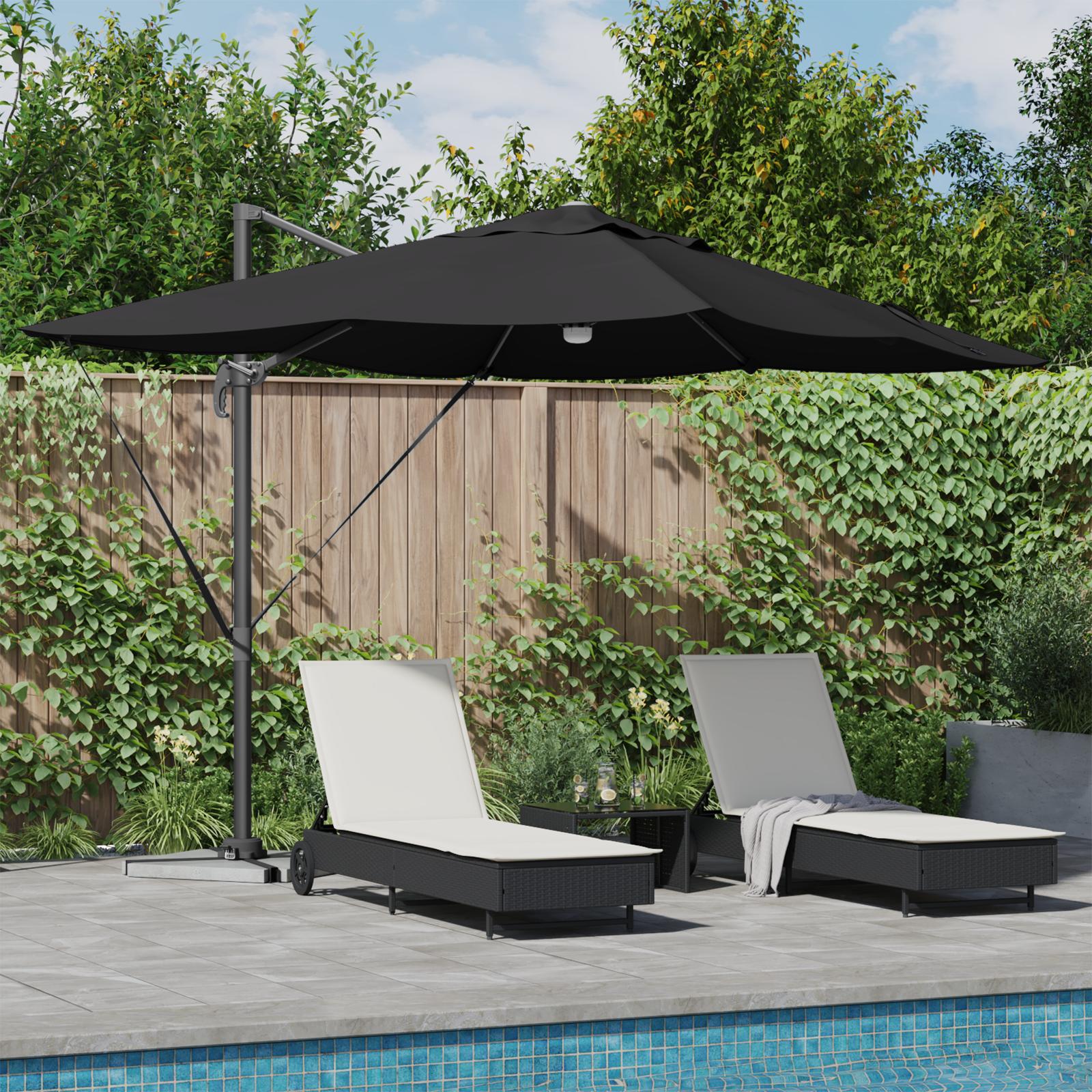 Kantilever Roma Parasol Sort og sort 352 x 251 x 265 cm