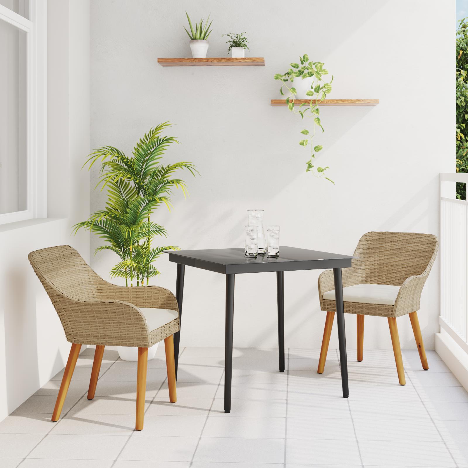 Have Spisebordssæt med pude 3 stk Beige polyrattan
