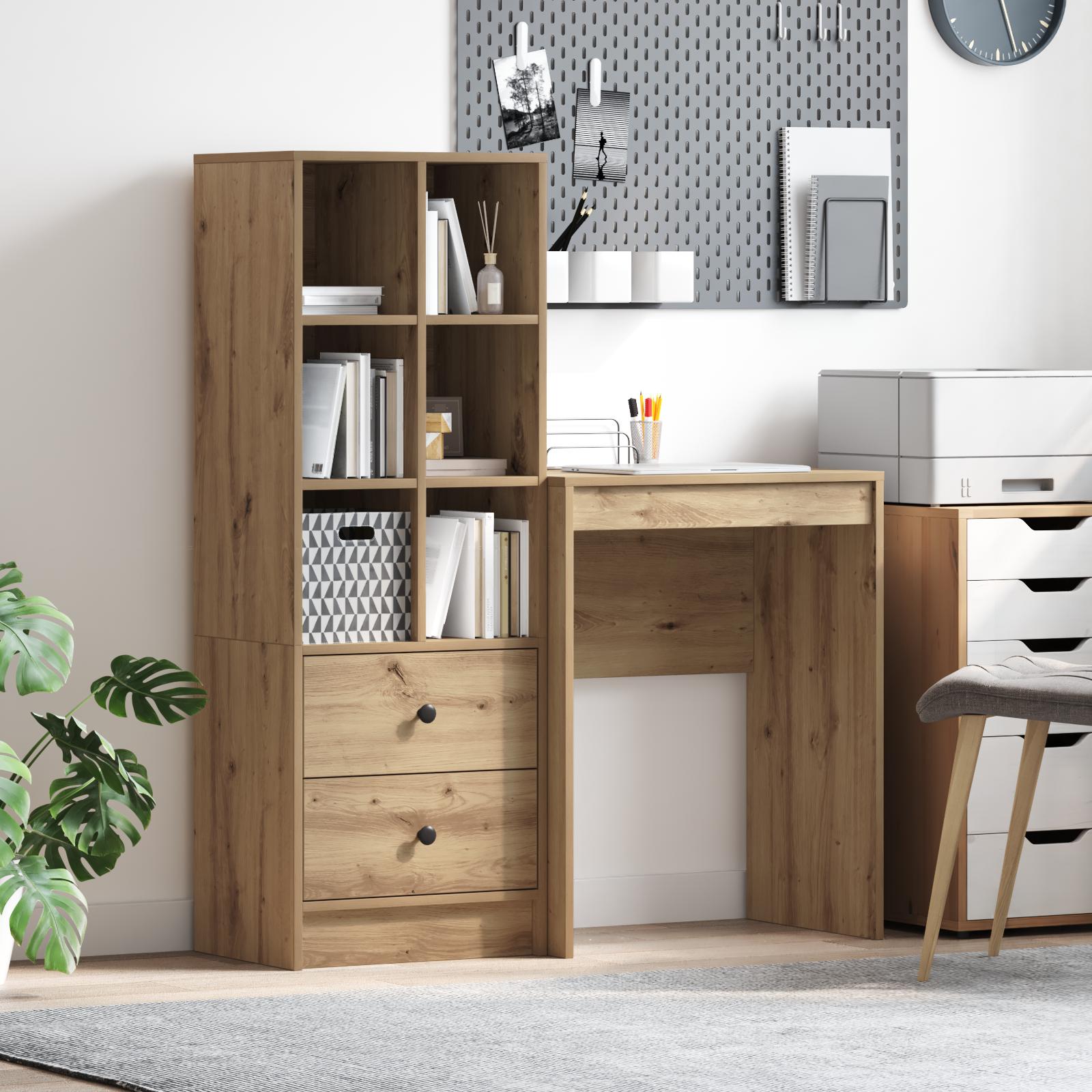 Skrivebord med opbevaring 2 stk artisan eg 45,5 x 34 x 127 cm