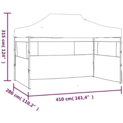 Foldbart festtelt med 3 sidevægge 3 x 4 m stål antracitgrå