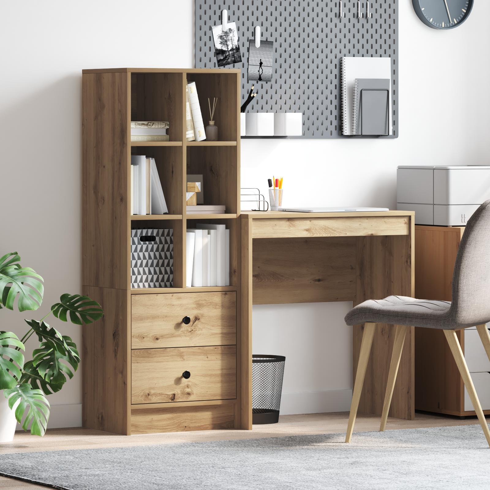 Skrivebord med opbevaring 2 stk artisan eg 70 x 40 x 76 cm