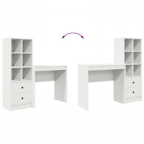 Skrivebord med Opbevaring Hvid Konstrueret Træ