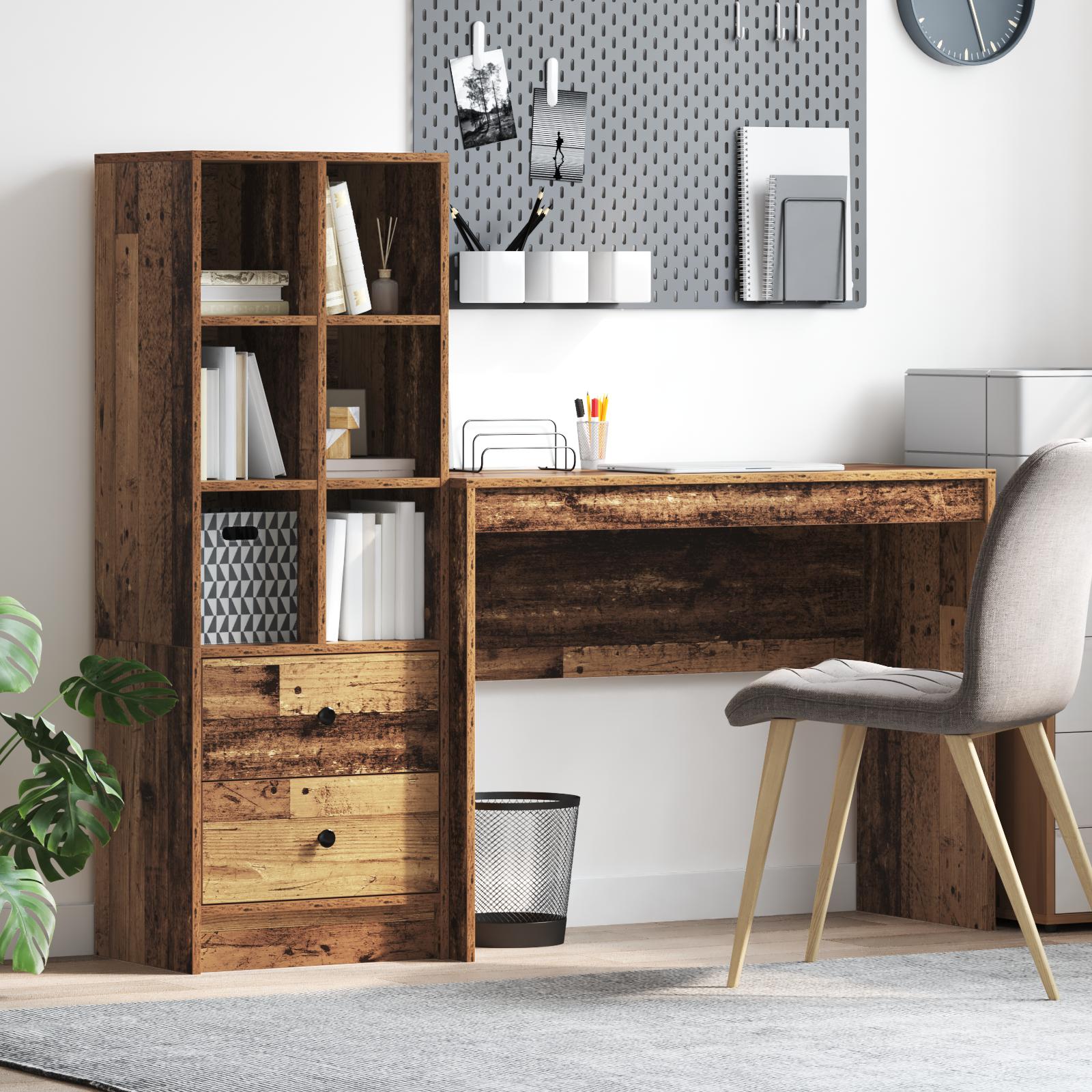 Skrivebord med opbevaring 2 stk Gammelt træ 100 x 40 x 76 cm