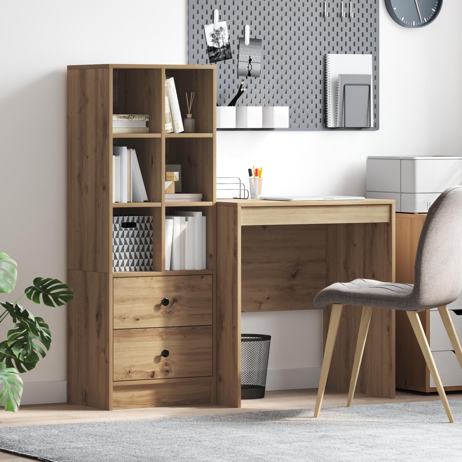 Skrivebord med opbevaring 2 stk artisan eg 70 x 50 x 76 cm