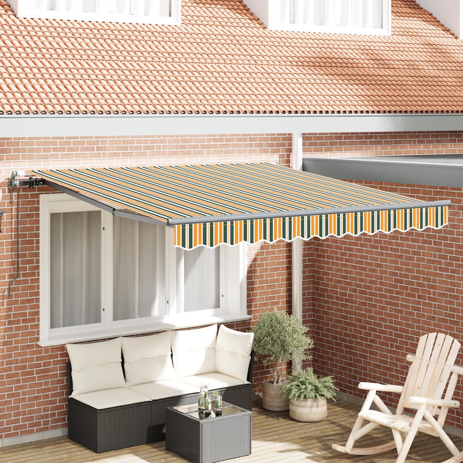 Utrækkelig Markise Grøn og gul 300 x 250 cm Stof