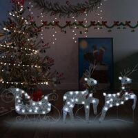Rensdyr & kane udendørs juledekoration 60 LED sølvfarvet