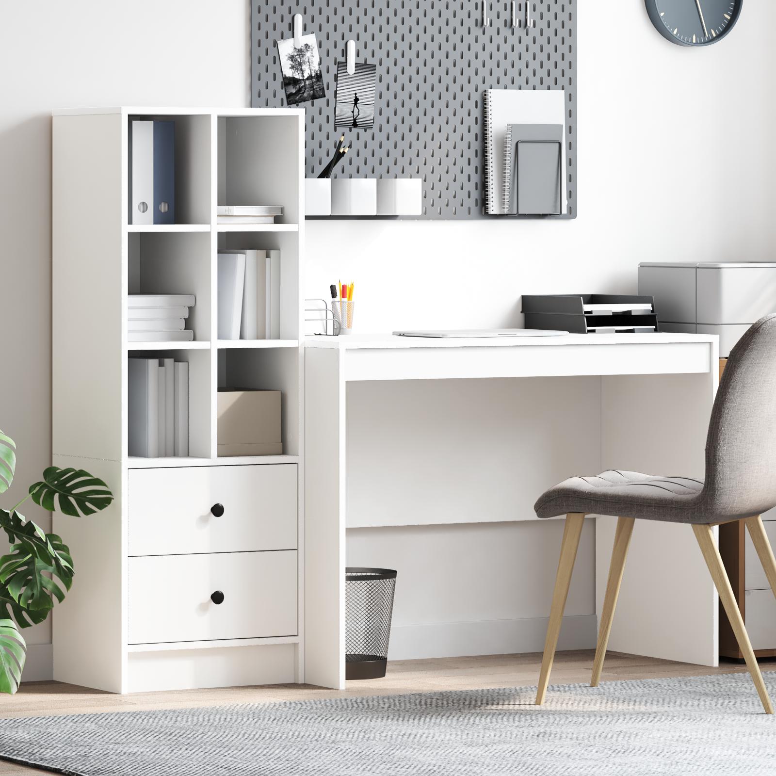 Skrivebord med opbevaring med hylde 2 stk Hvid 100 x 50 x 76 cm