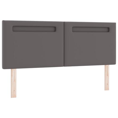 Box Spring Seng med Madras Grå 140x190 cm Faux Læder&& Enkel design sengegavl Grå 140 cm Faux Læder