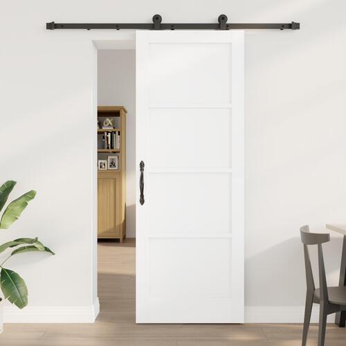 Skydedør med tilbehørssæt Hvid 78x211 cm Solid Træ Fyr&& Indvendig dør 'ORKDAL'Hvid 78x211x4 cm Solid Træ Fyr