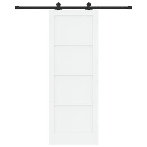 Skydedør med tilbehørssæt Hvid 78x211 cm Solid Træ Fyr&& Indvendig dør 'ORKDAL'Hvid 78x211x4 cm Solid Træ Fyr